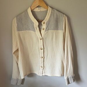 ROOLEE Striped Cream and Gray Button Down Shirt